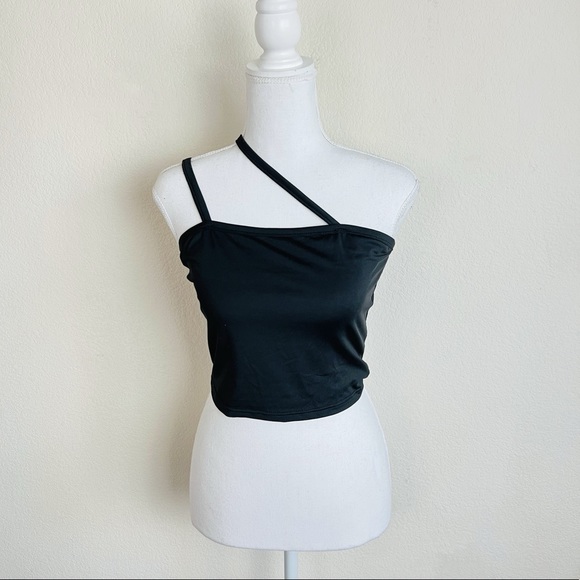 Dolls Kill Tops - Black Criss Cross Strappy Crop Top Tank Top